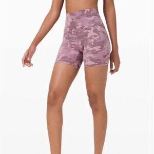 LuLuLemon Align High Rise Bike Shorts -Women's Size 14 -Pink/Purple Camo